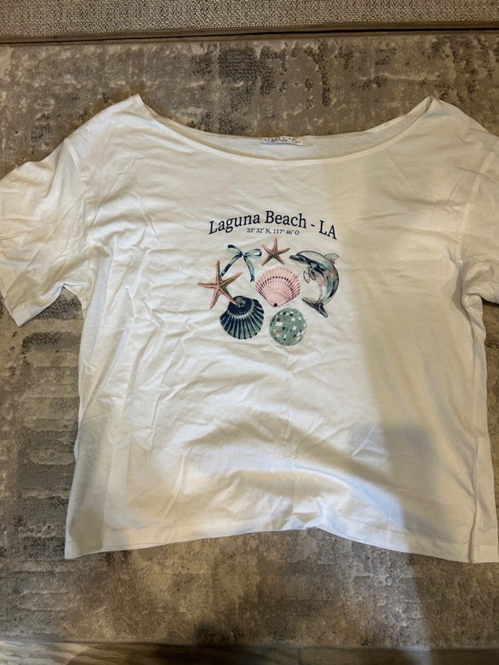 Laguna Beach Graphic Tee - White Shell & Dolphin Print